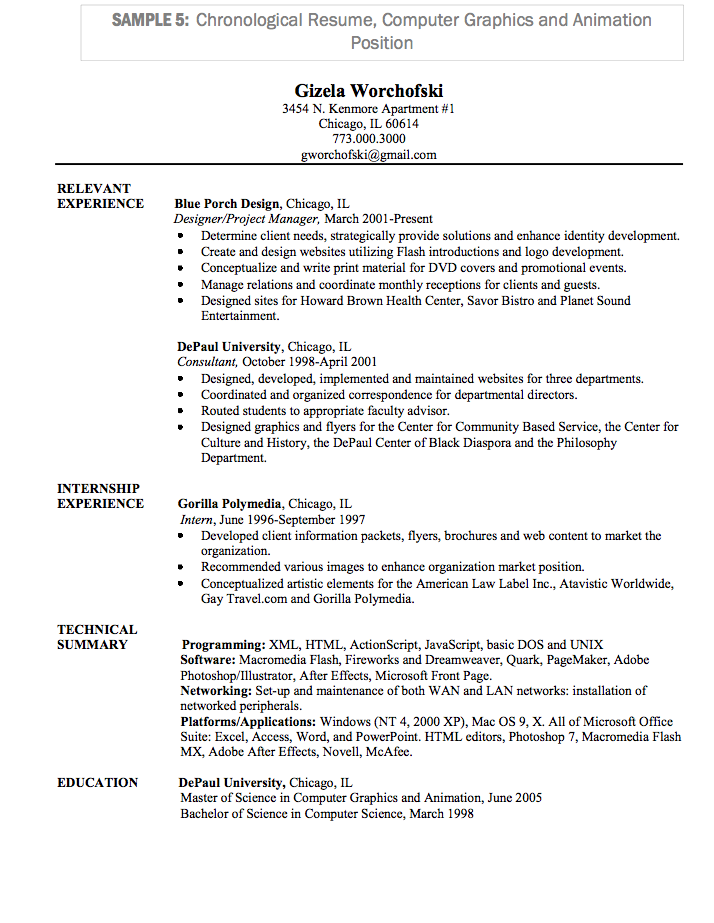 Chronological vs functional resume examples